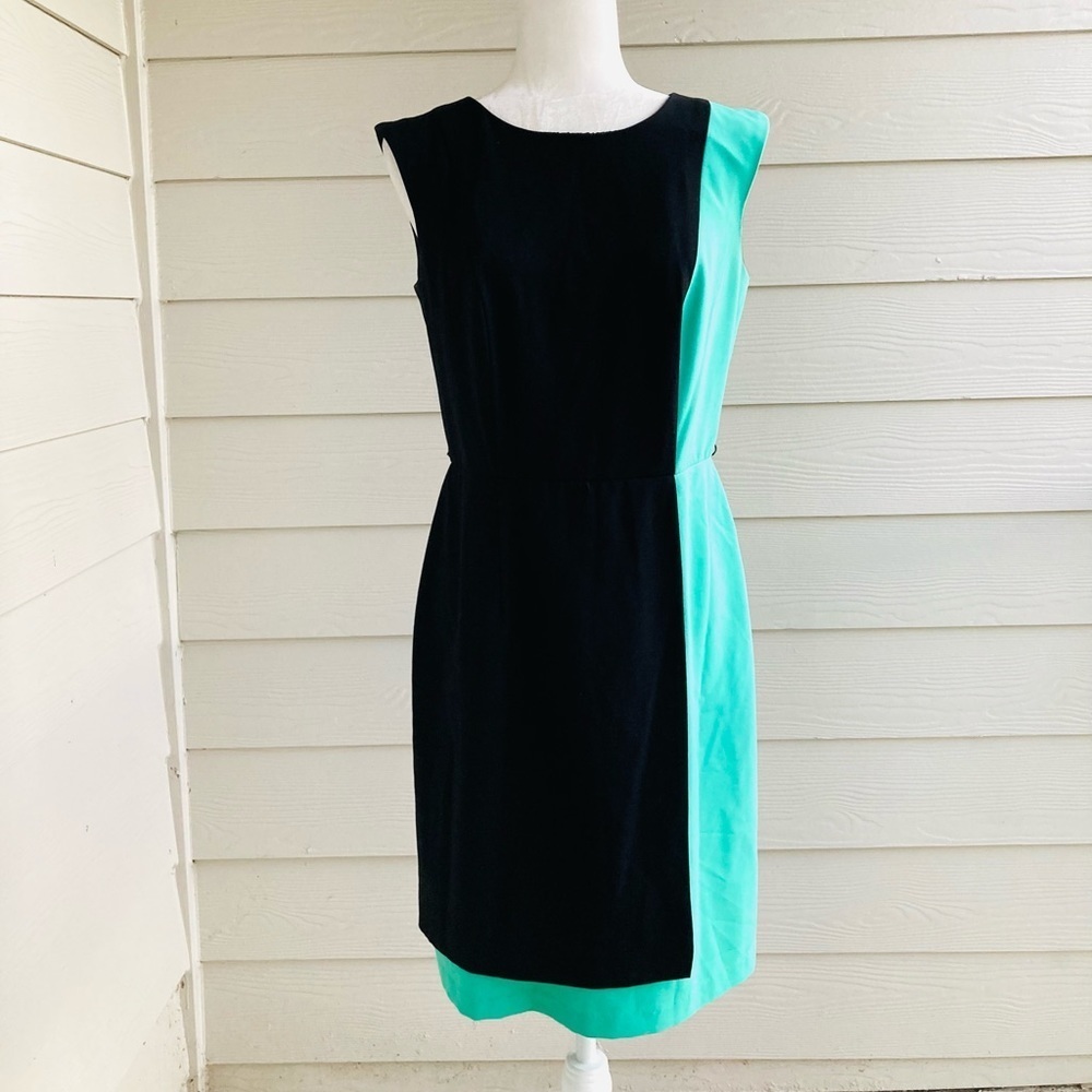 AB Studio Abstract Mod Sheath Dress Black and Green Size 8
